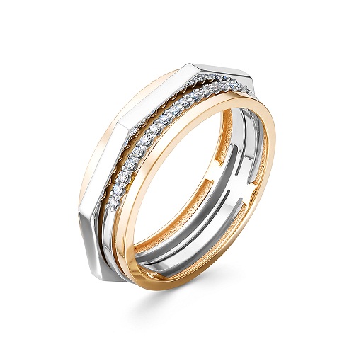 Обручальное кольцо из комбинированного золота с бриллиантами Ювелирное изделие - Обручальное кольцо из комбинированного золота с бриллиантами в магазине Best-Gold 108601