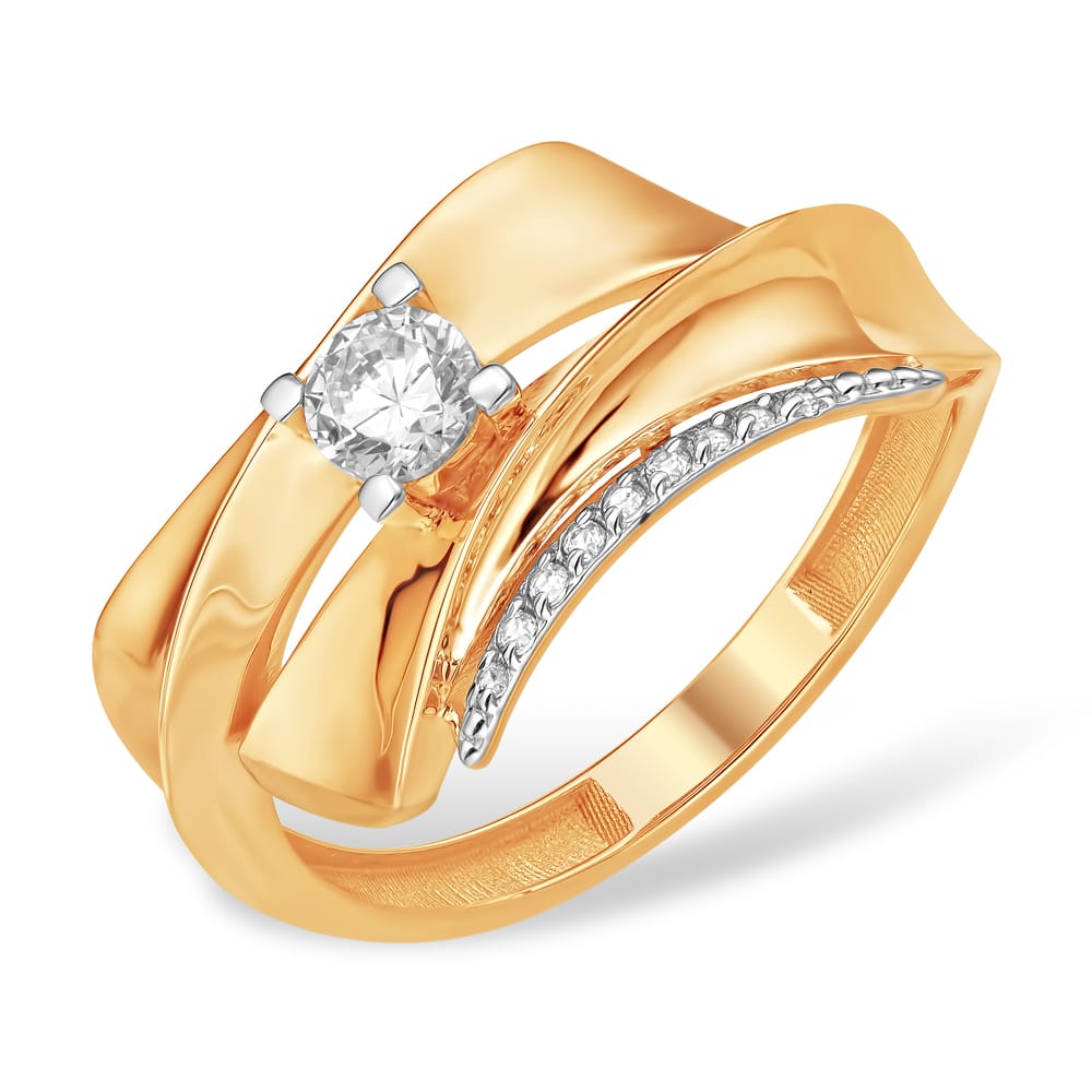 Кольцо из красного золота с фианитами