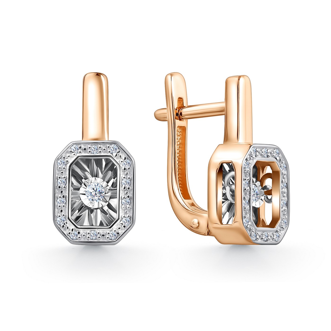 Серьги из красного золота с бриллиантами Ювелирное изделие - Серьги из красного золота с бриллиантами в магазине Best-Gold 148777