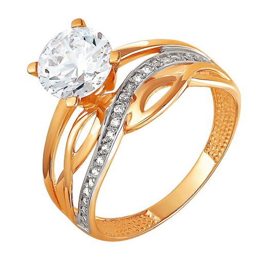 Кольцо из желтого золота с фианитами Ювелирное изделие - Кольцо из желтого золота с фианитами в магазине Best-Gold 126523