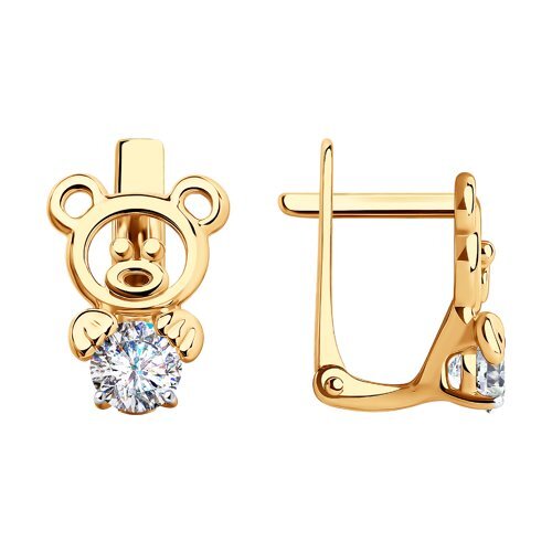 Серьги из красного золота с фианитами Ювелирное изделие - Серьги из красного золота с фианитами в магазине Best-Gold 073397