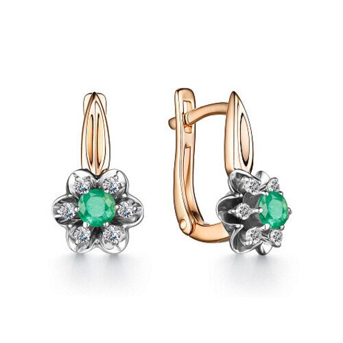 Серьги из красного золота с изумрудом и бриллиантами Ювелирное изделие - Серьги из красного золота с изумрудом и бриллиантами в магазине Best-Gold 046522