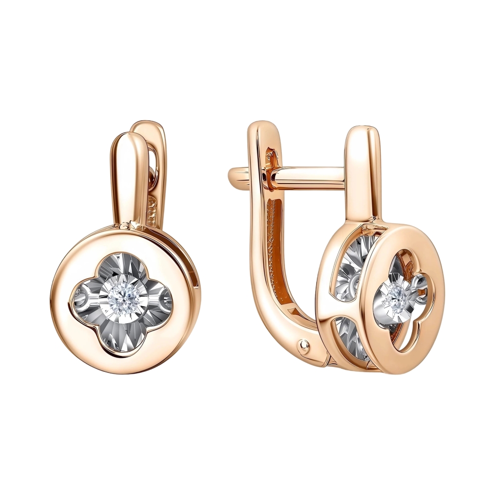 Серьги из красного золота с бриллиантами Ювелирное изделие - Серьги из красного золота с бриллиантами в магазине Best-Gold 156115