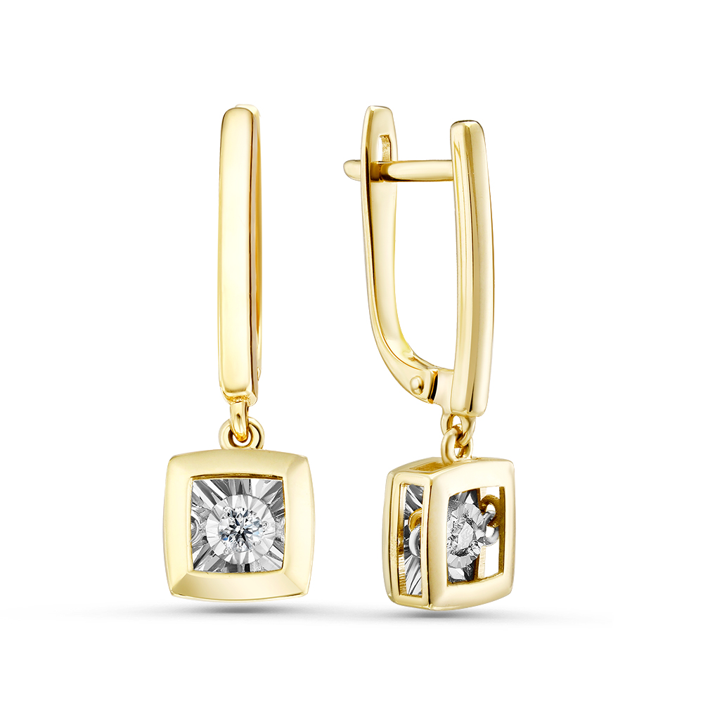 Серьги из желтого золота с бриллиантами Ювелирное изделие - Серьги из желтого золота с бриллиантами в магазине Best-Gold 067446