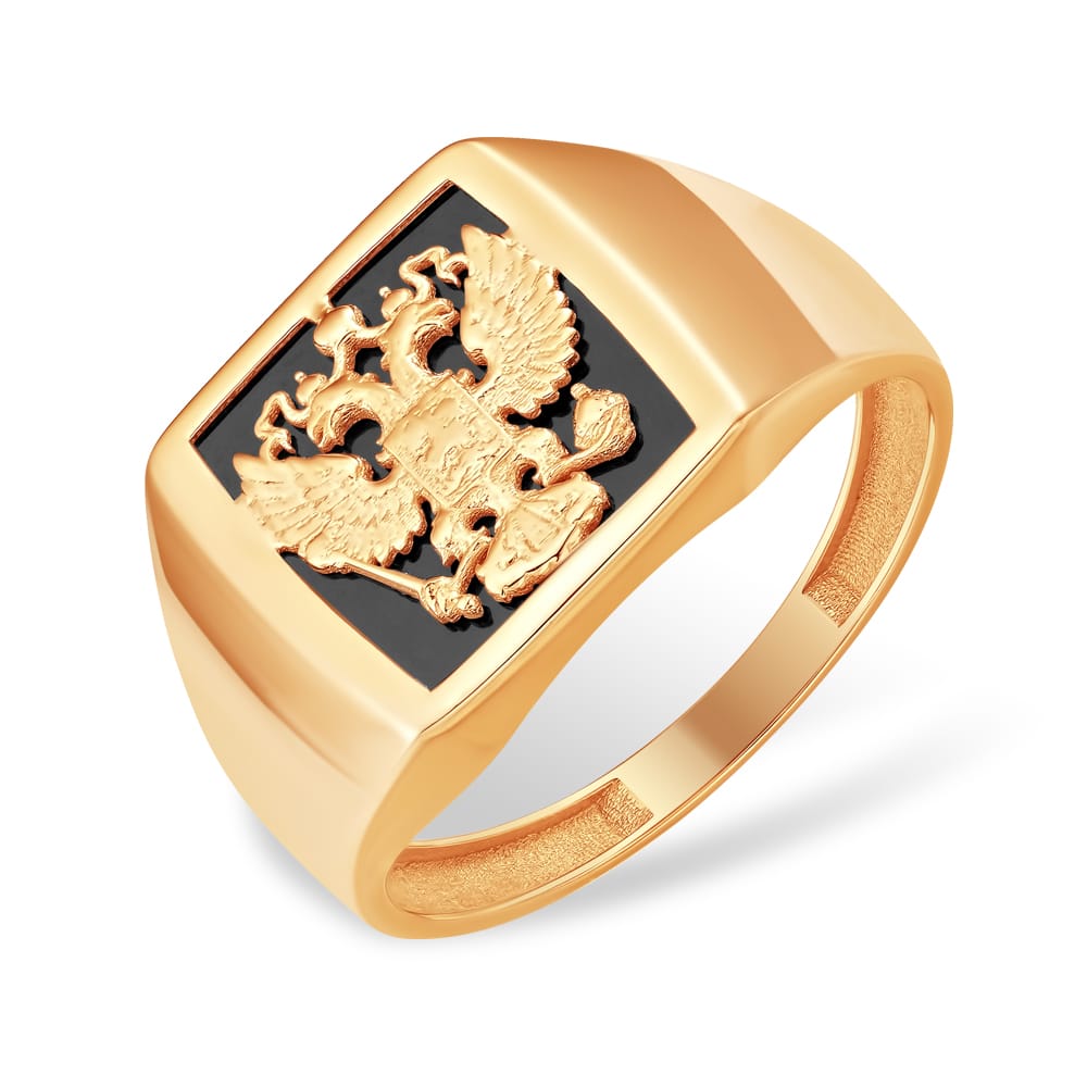 Мужская печатка из красного золота с фианитом