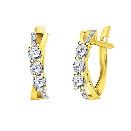 Серьги из жёлтого золота с фианитами Ювелирное изделие - Серьги из жёлтого золота с фианитами в магазине Best-Gold 118927