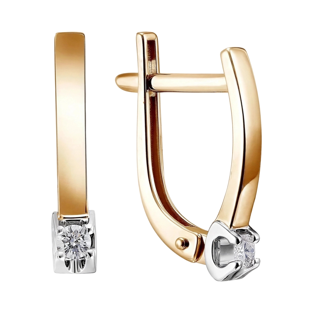 Ювелирное изделие - Серьги из красного золота с бриллиантами в магазине Best-Gold 153977