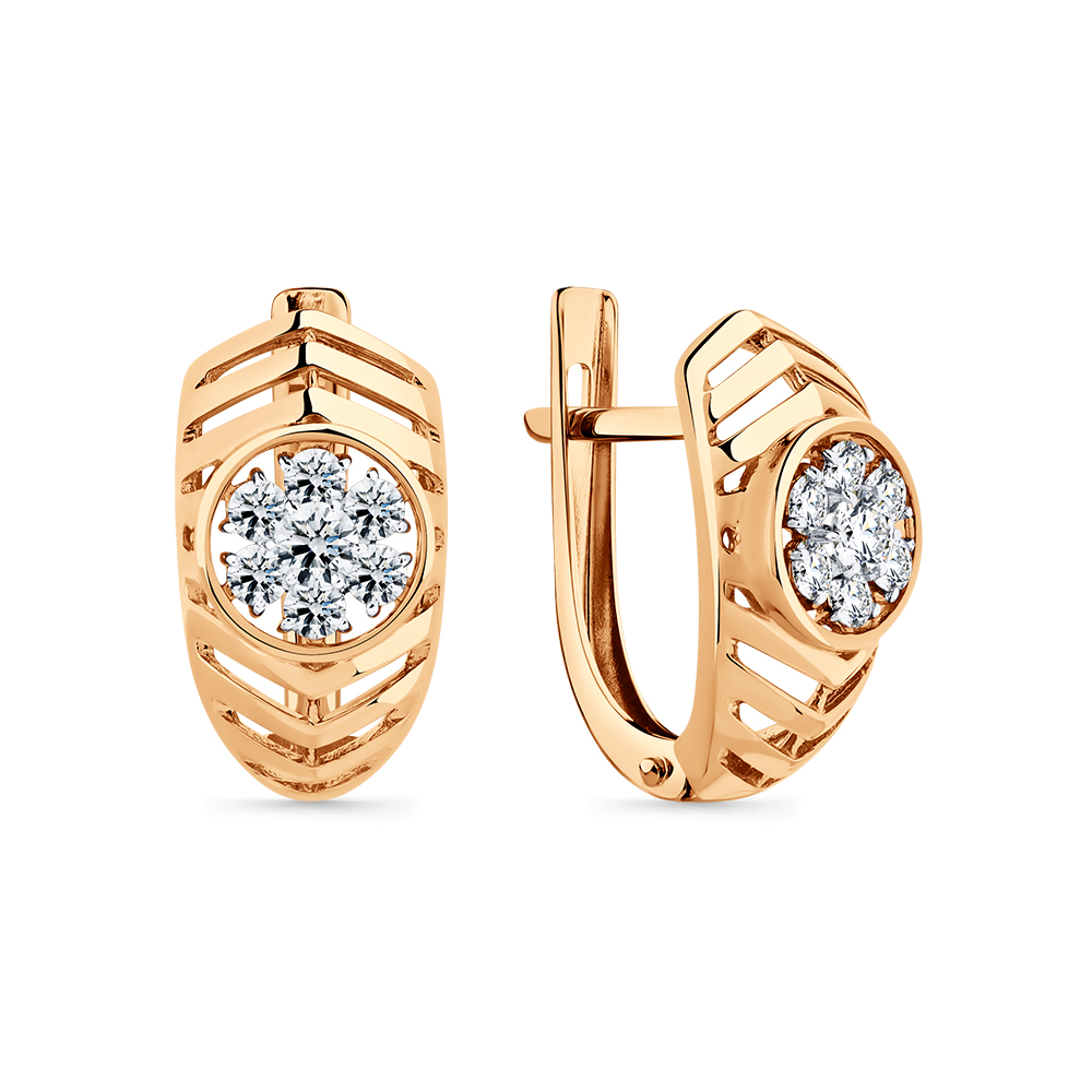 Ювелирное изделие - Серьги из красного золота с фианитами в магазине Best-Gold 149493