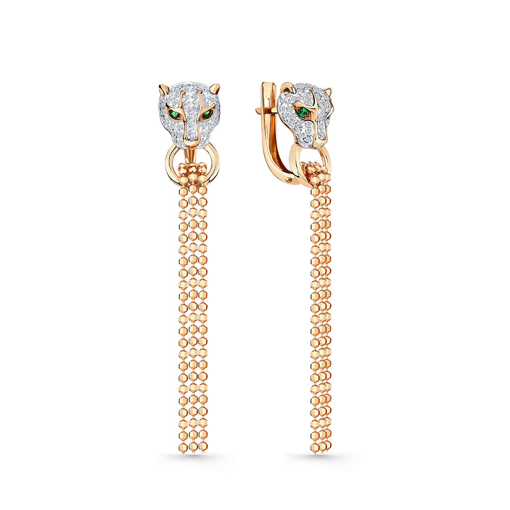 Серьги из красного золота с фианитами Ювелирное изделие - Серьги из красного золота с фианитами в магазине Best-Gold 140143