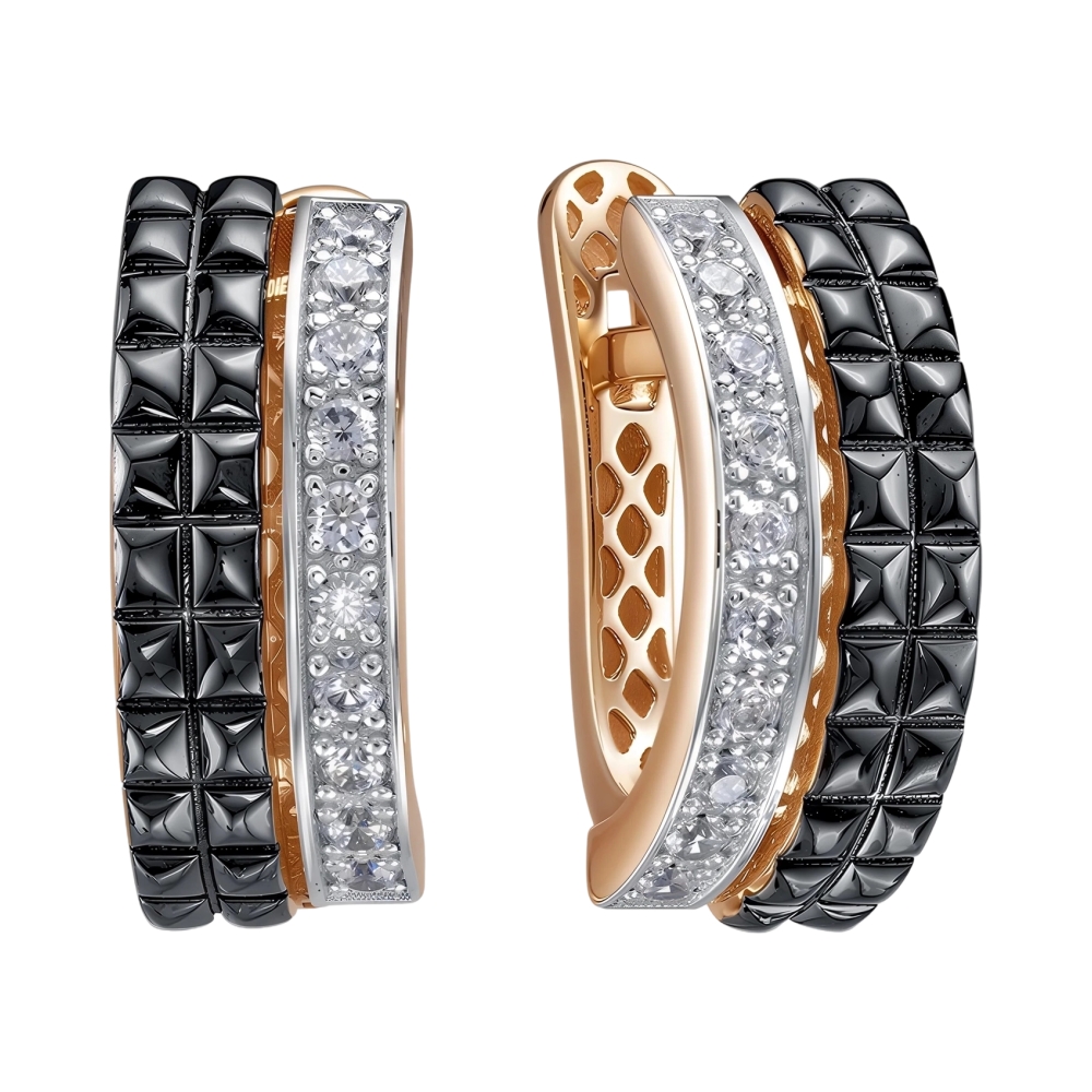 Ювелирное изделие - Серьги из красного золота с фианитами в магазине Best-Gold 156874