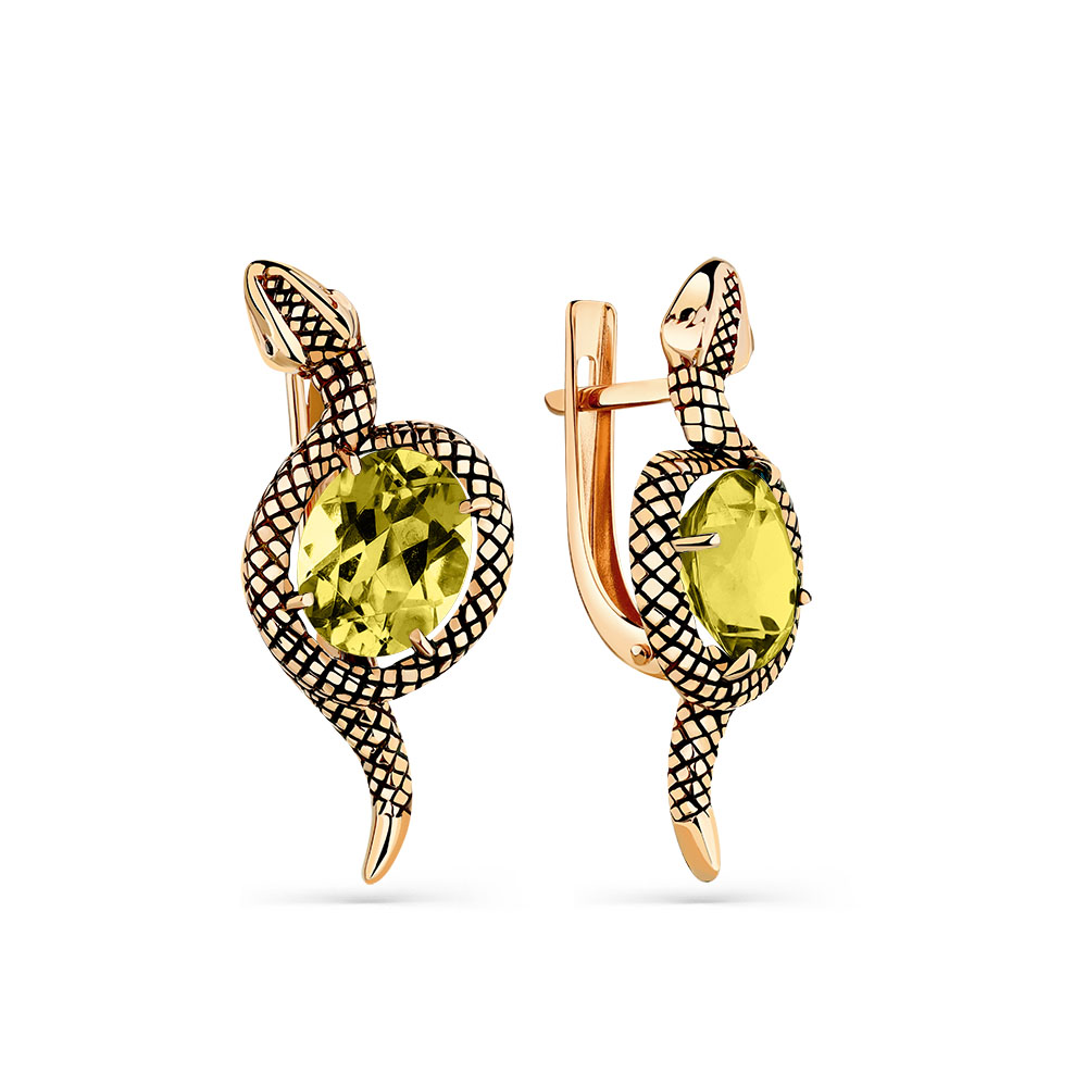 Ювелирное изделие - Серьги из красного золота с султанитом в магазине Best-Gold 140222