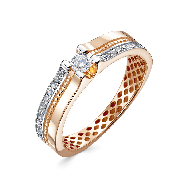 Ювелирное изделие - Кольцо из красного золота с фианитами в магазине Best-Gold 159528