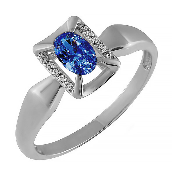 Кольцо из белого золота с сапфиром и бриллиантами Ювелирное изделие - Кольцо из белого золота с сапфиром и бриллиантами в магазине Best-Gold 153653