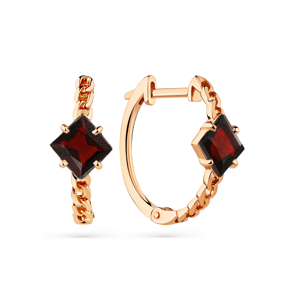 Серьги из красного золота с гранатом Ювелирное изделие - Серьги из красного золота с гранатом в магазине Best-Gold 140217
