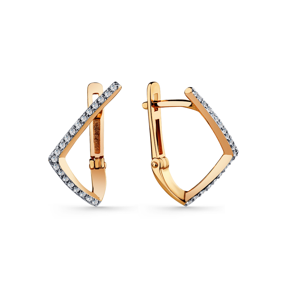 Серьги из красного золота с фианитами Ювелирное изделие - Серьги из красного золота с фианитами в магазине Best-Gold 142923