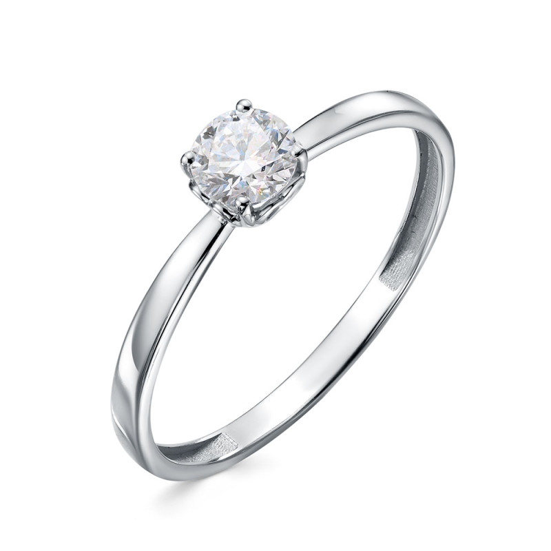 Кольцо помолвочное из белого золота с бриллиантом