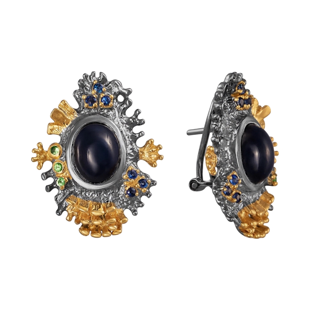 Ювелирное изделие - Серьги из серебра с сапфирами в магазине Best-Gold 020759