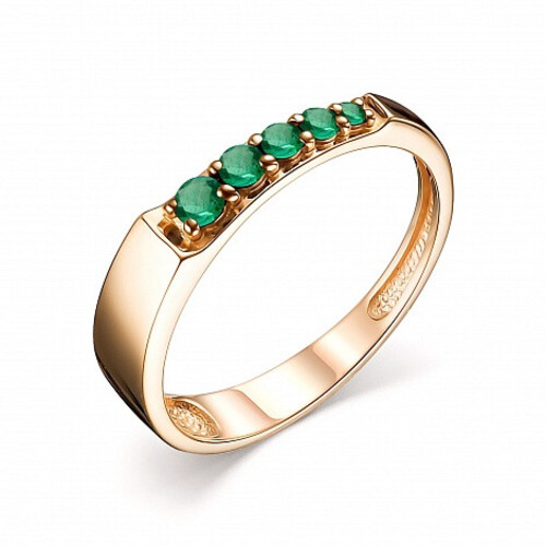 Ювелирное изделие - Кольцо из красного золота с изумрудами в магазине Best-Gold 027001