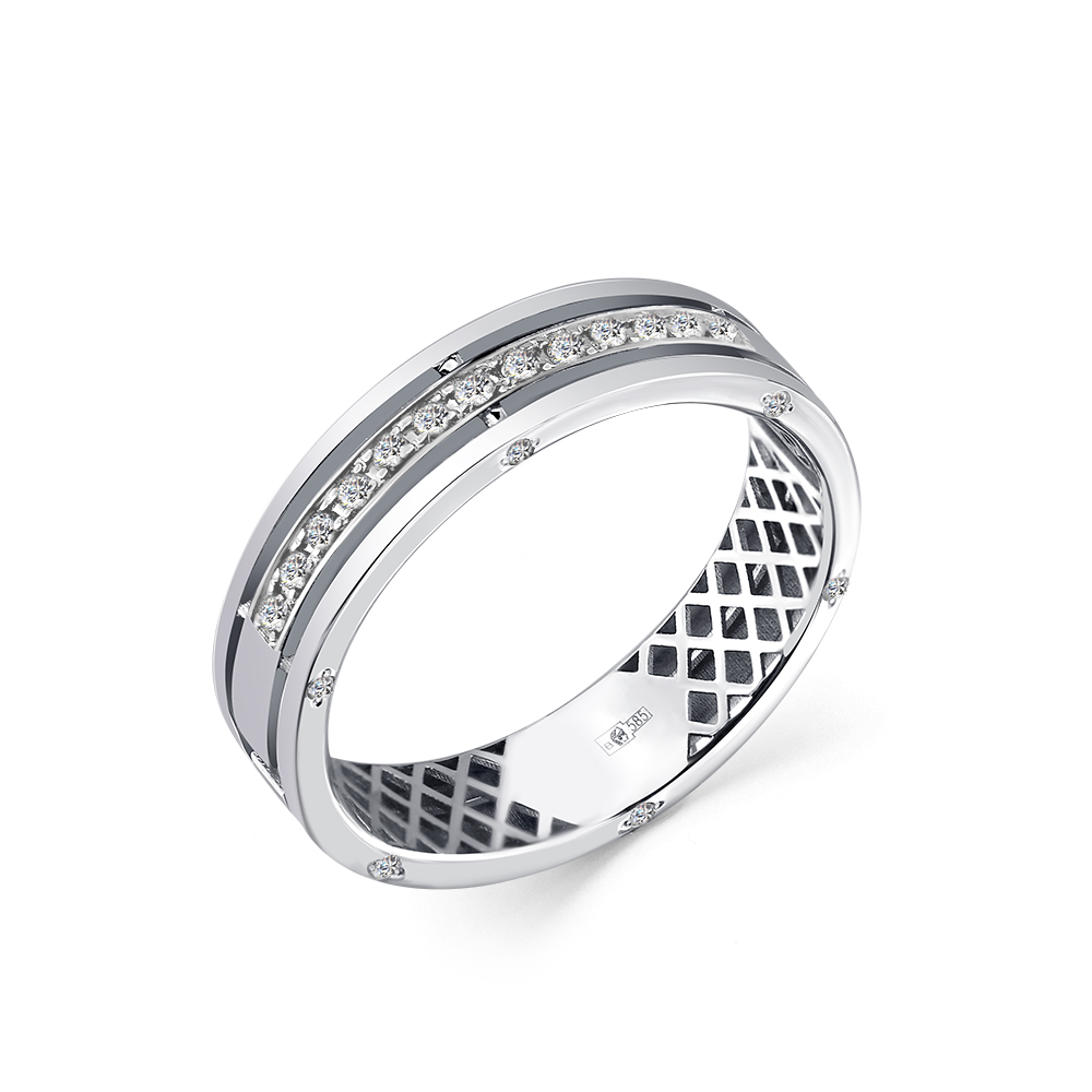 Обручальное кольцо из белого золота с бриллиантами Ювелирное изделие - Обручальное кольцо из белого золота с бриллиантами в магазине Best-Gold 140914