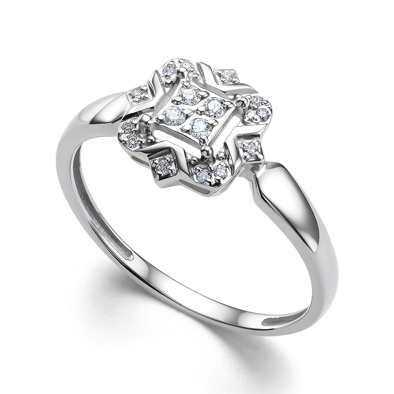 Ювелирное изделие - Кольцо из белого золота с бриллиантами в магазине Best-Gold 154362