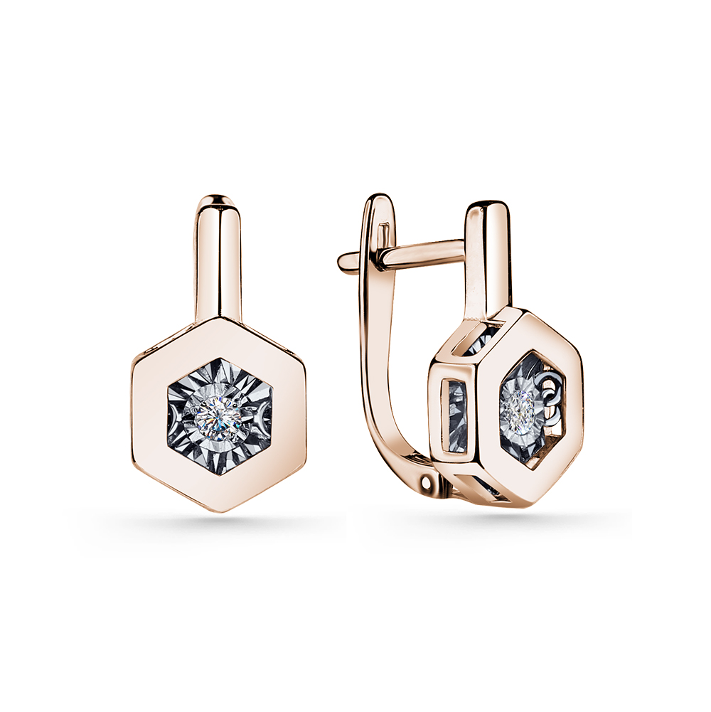 Серьги из красного золота с бриллиантами Ювелирное изделие - Серьги из красного золота с бриллиантами в магазине Best-Gold 149119