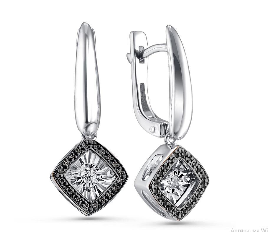 Серьги в белом золоте с бриллиантами Ювелирное изделие - Серьги в белом золоте с бриллиантами в магазине Best-Gold 126338