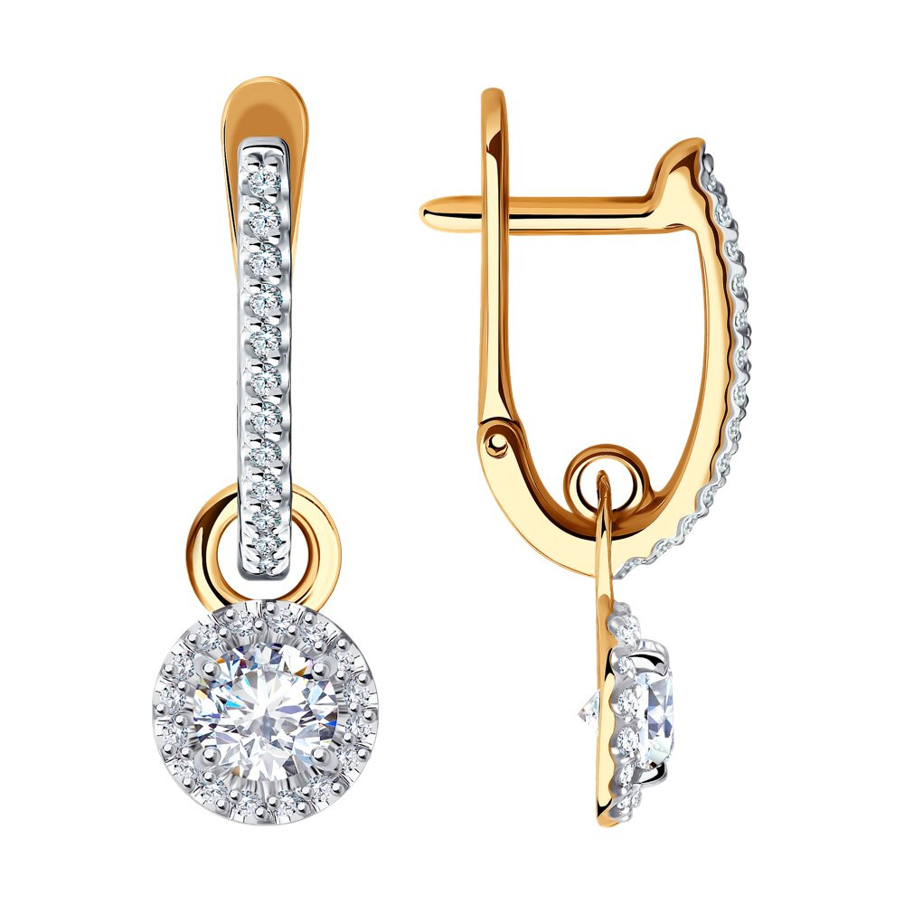 Ювелирное изделие - Серьги из красного золота с фианитами в магазине Best-Gold 102515