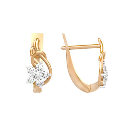 Серьги из красного золота с фианитами Ювелирное изделие - Серьги из красного золота с фианитами в магазине Best-Gold 124839