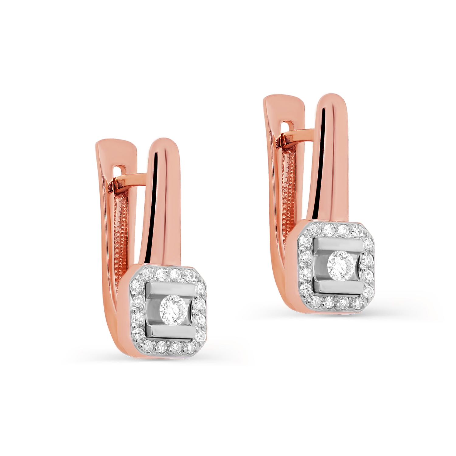 Ювелирное изделие - Серьги из красного золота с бриллиантами в магазине Best-Gold 028349