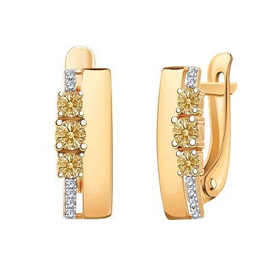 Ювелирное изделие - Серьги из красного золота с фианитами в магазине Best-Gold 118899