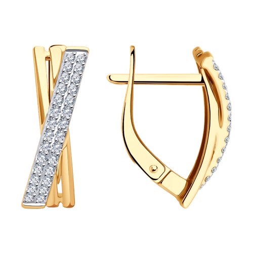 Серьги из красного золота с фианитами Ювелирное изделие - Серьги из красного золота с фианитами в магазине Best-Gold 149762