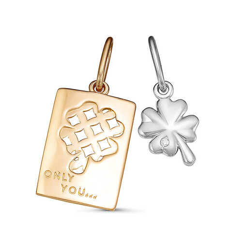 Ювелирное изделие - Подвеска из комбинированного золота с фианитами в магазине Best-Gold 071047