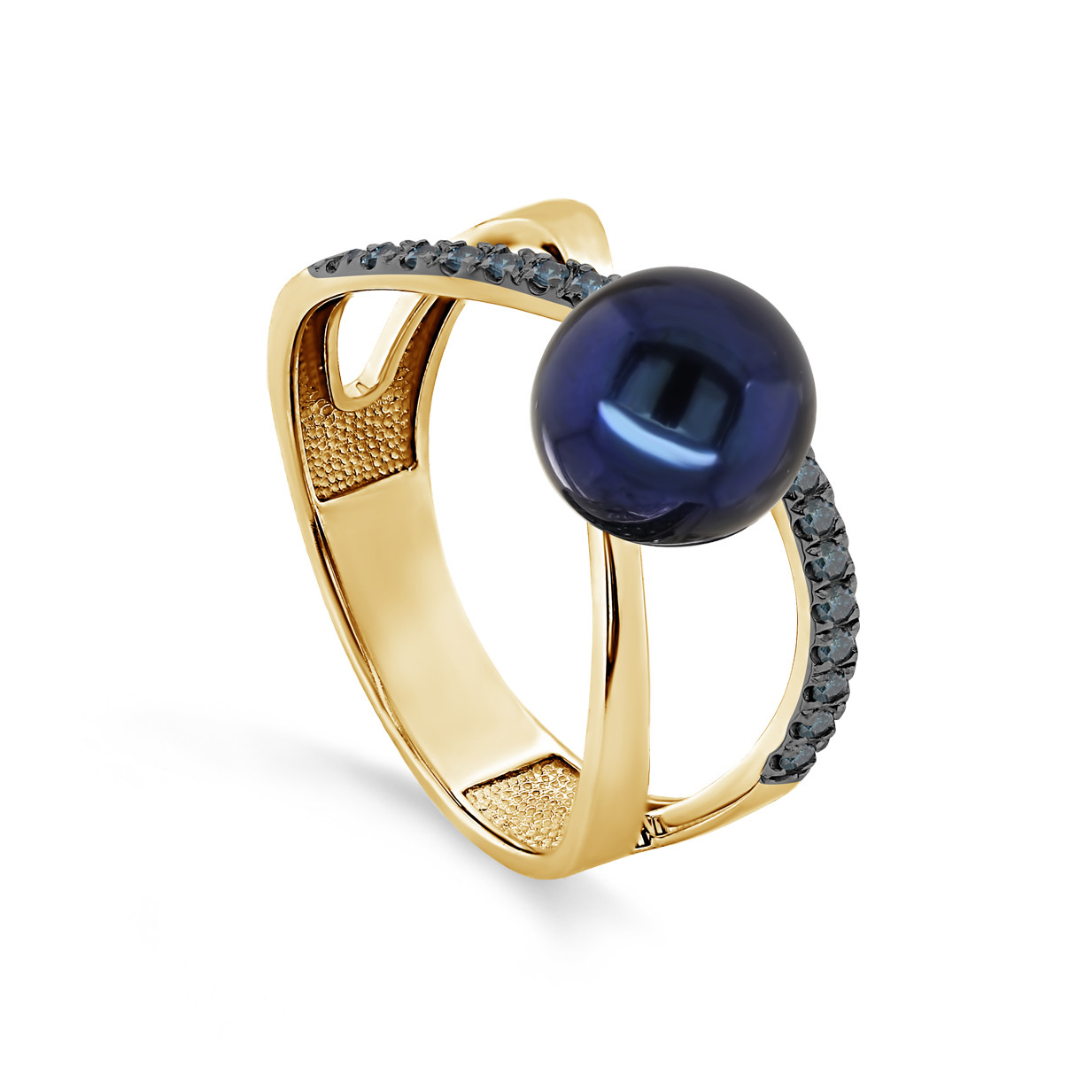 Ювелирное изделие - Кольцо из жёлтого золота с бриллиантами и жемчугом в магазине Best-Gold 032550