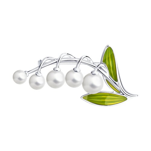 Брошь из серебра с жемчугом и эмалью Ювелирное изделие - Брошь из серебра с жемчугом и эмалью в магазине Best-Gold 049768