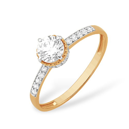 Кольцо из красного золота с фианитами