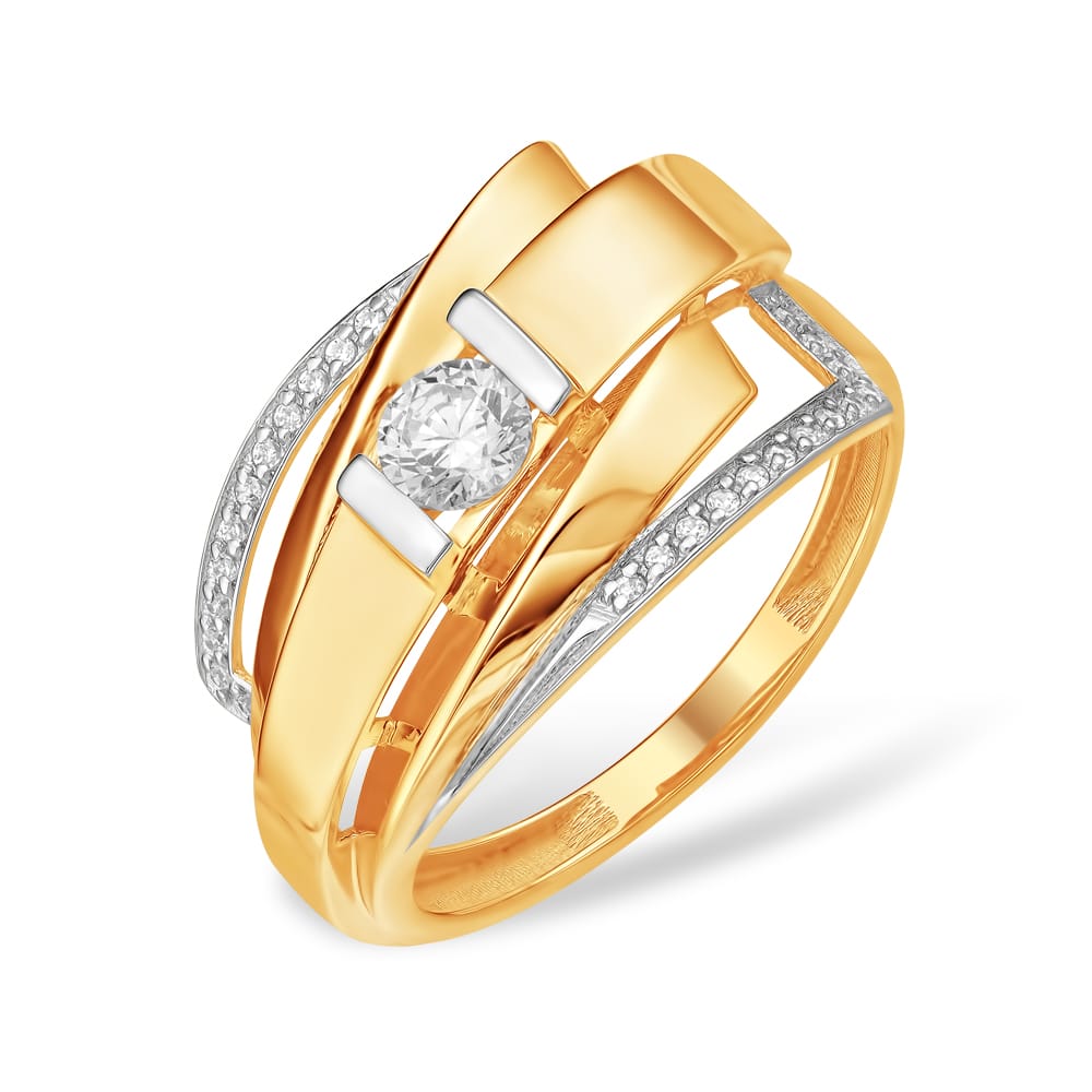 Кольцо из красного золота с фианитами