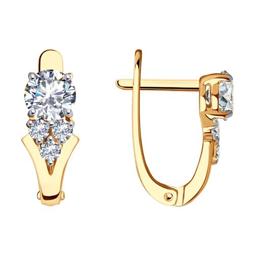 Серьги из красного золота с фианитами Ювелирное изделие - Серьги из красного золота с фианитами в магазине Best-Gold 031203