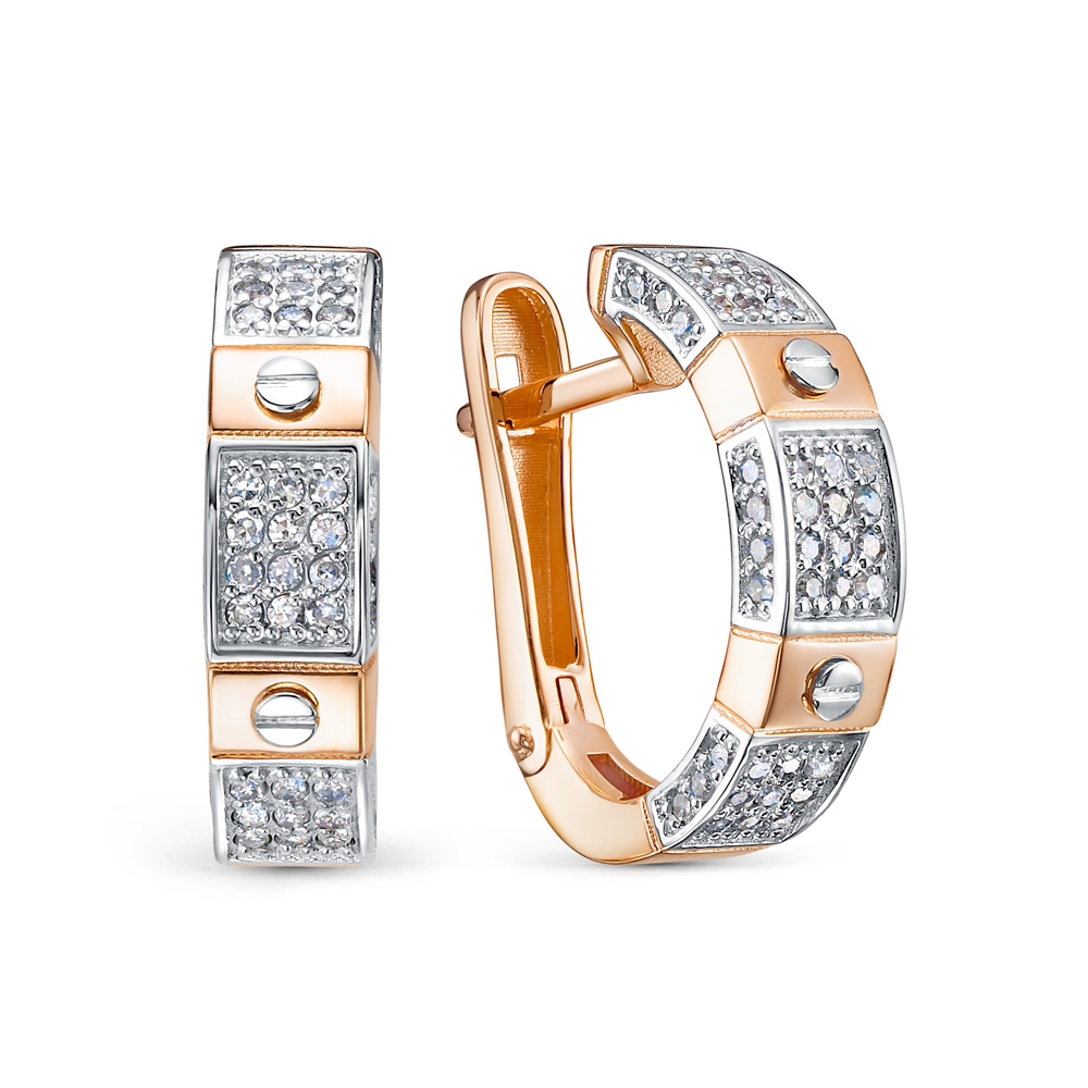 Серьги из комбинированного золота с бриллиантами Ювелирное изделие - Серьги из комбинированного золота с бриллиантами в магазине Best-Gold 078579