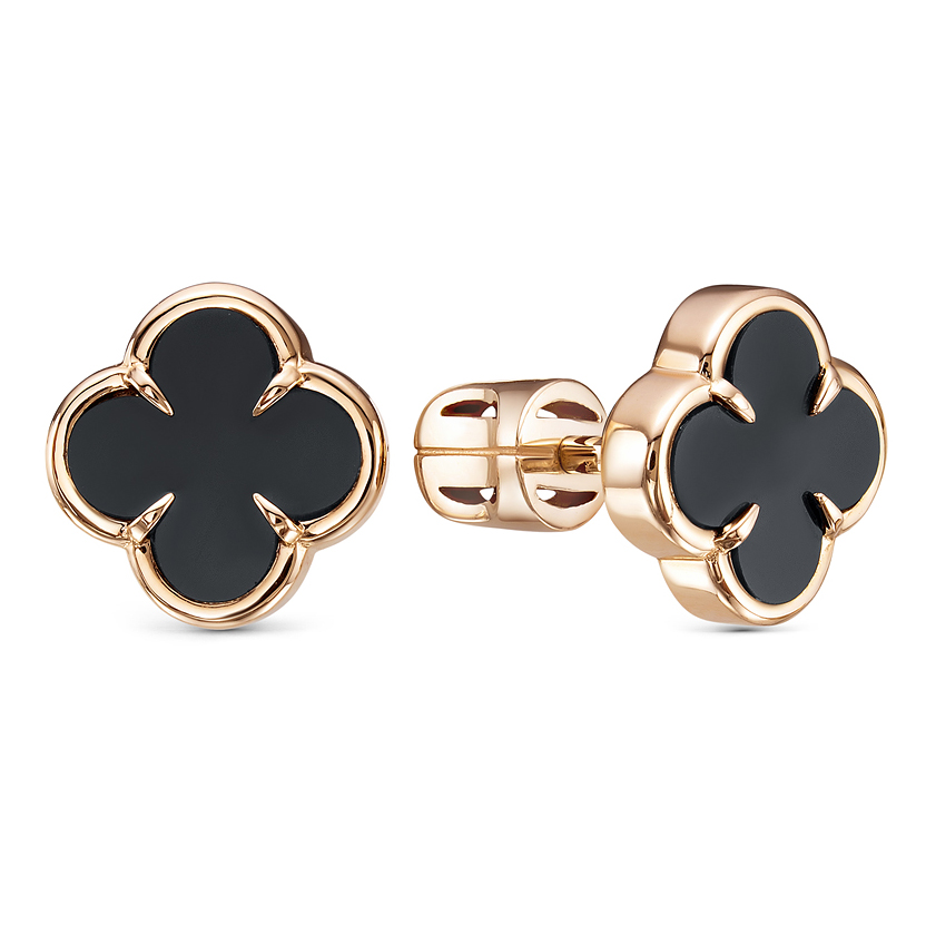 Серьги из красного золота с ониксом Ювелирное изделие - Серьги из красного золота с ониксом в магазине Best-Gold 029199