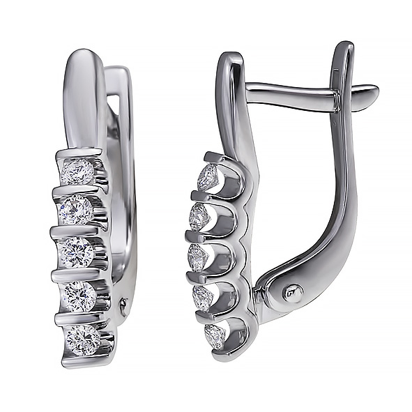 Ювелирное изделие - Серьги из белого золота с бриллиантами в магазине Best-Gold 153596