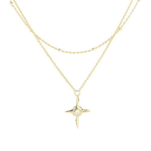 Колье из позолоченного серебра с фианитами Ювелирное изделие - Колье из позолоченного серебра с фианитами в магазине Best-Gold 111019