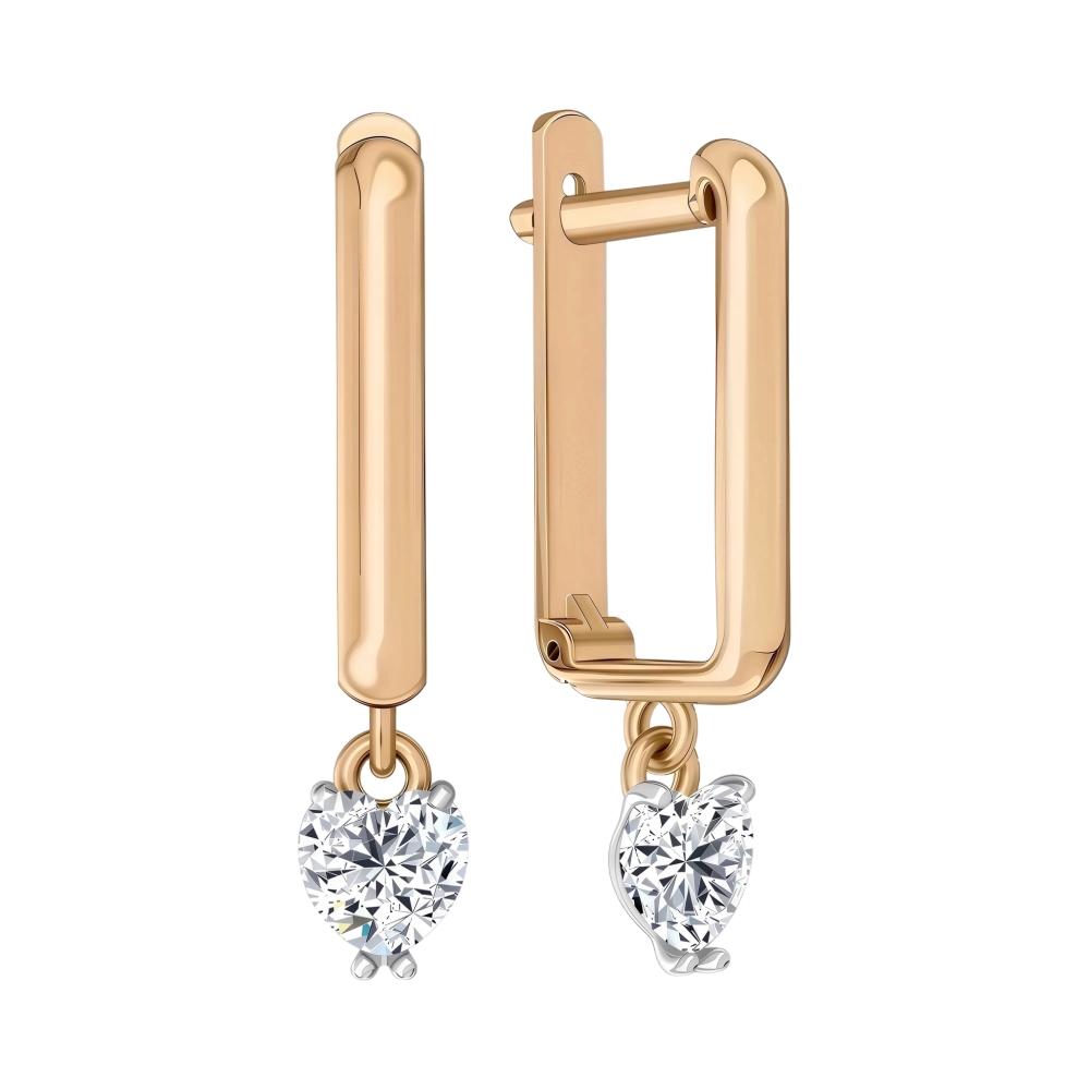 Ювелирное изделие - Серьги из красного золота с фианитами в магазине Best-Gold 155938