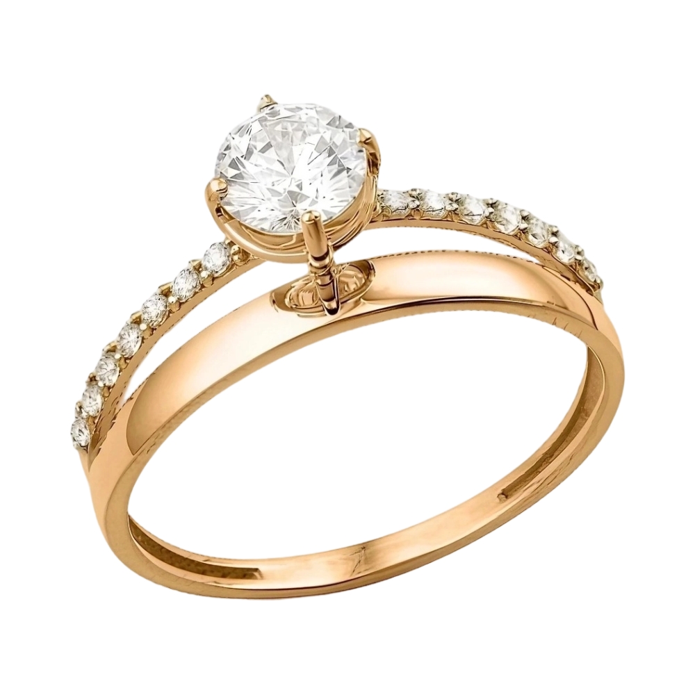 Ювелирное изделие - Кольцо из красного золота с фианитами в магазине Best-Gold 139405