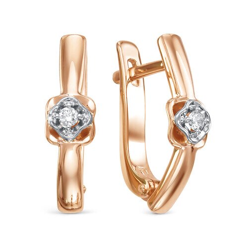 Серьги из красного золота с бриллиантами Ювелирное изделие - Серьги из красного золота с бриллиантами в магазине Best-Gold 025769