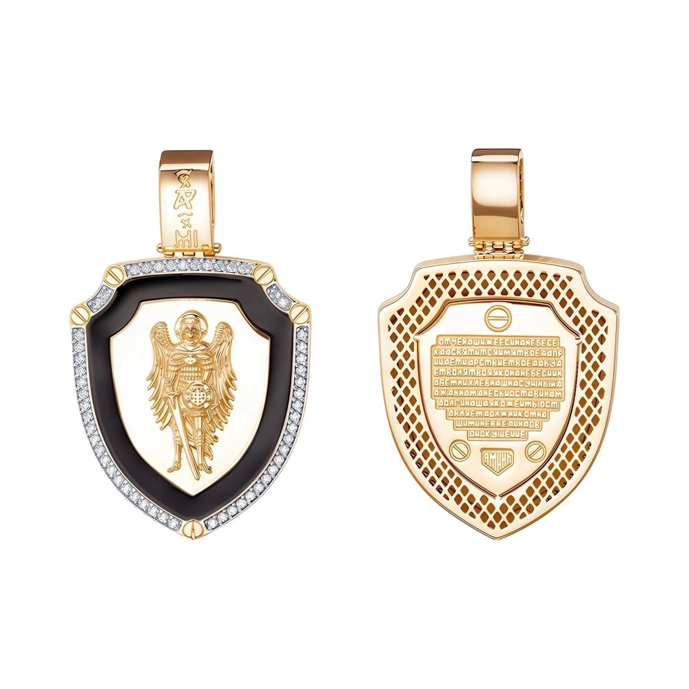 Ювелирное изделие - Подвеска из красного золота с фианитами и эмалью в магазине Best-Gold 124833