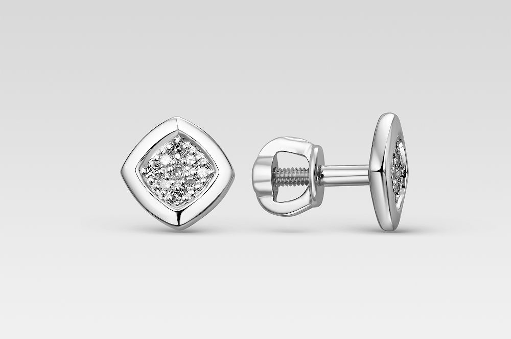 Серьги из белого золота с бриллиантами Ювелирное изделие - Серьги из белого золота с бриллиантами в магазине Best-Gold 149713