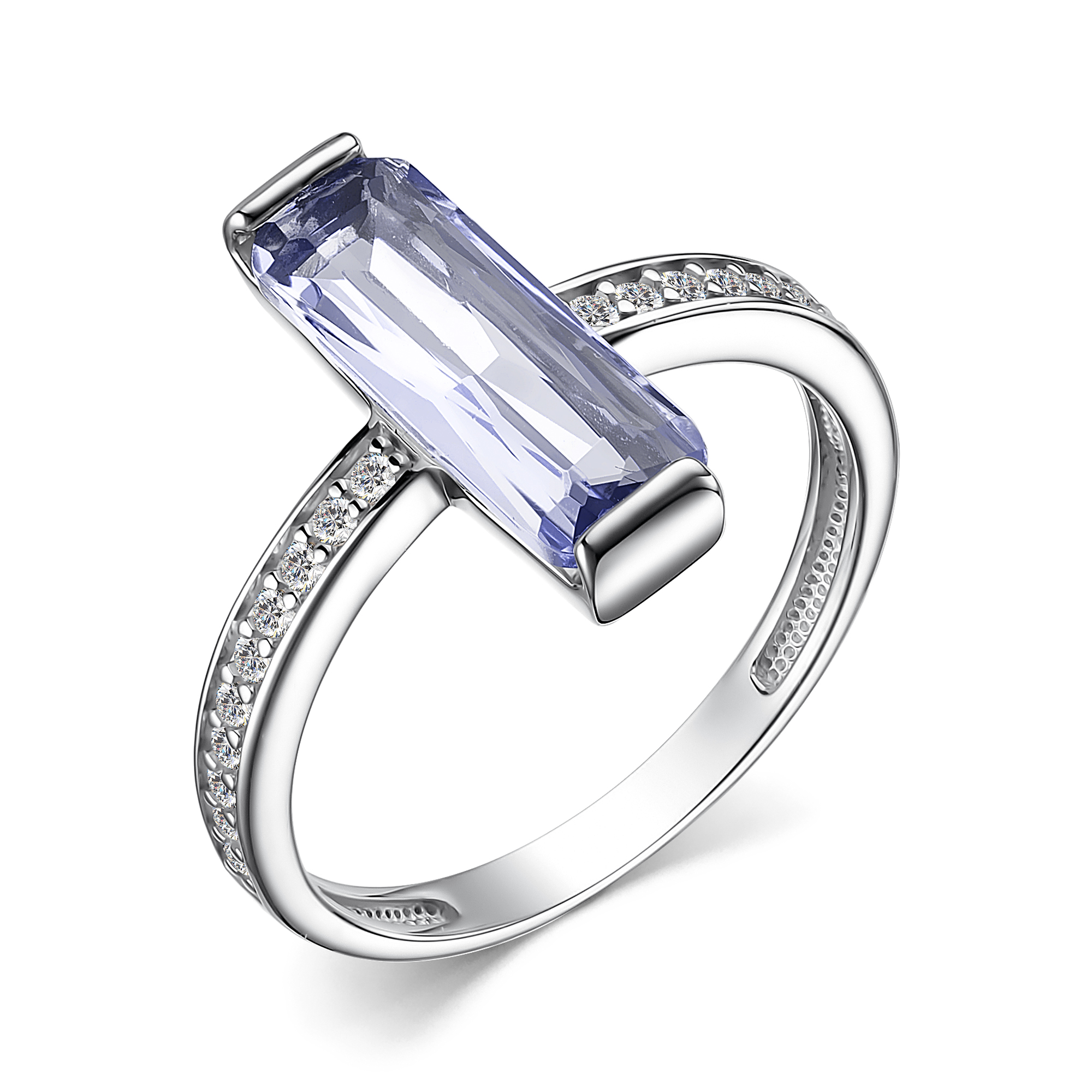 Кольцо в серебре с кристалом Танзанита и фианитами Ювелирное изделие - Кольцо в серебре с кристалом Танзанита и фианитами в магазине Best-Gold 126905