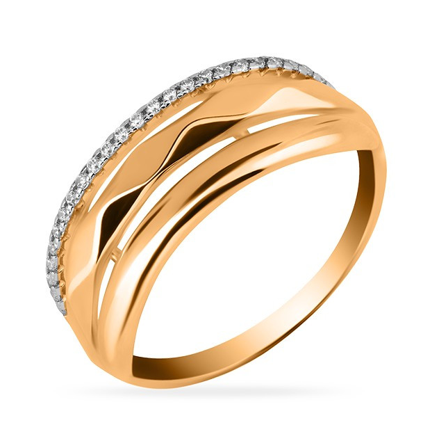 Кольцо из красного золота с фианитами Ювелирное изделие - Кольцо из красного золота с фианитами в магазине Best-Gold 122409