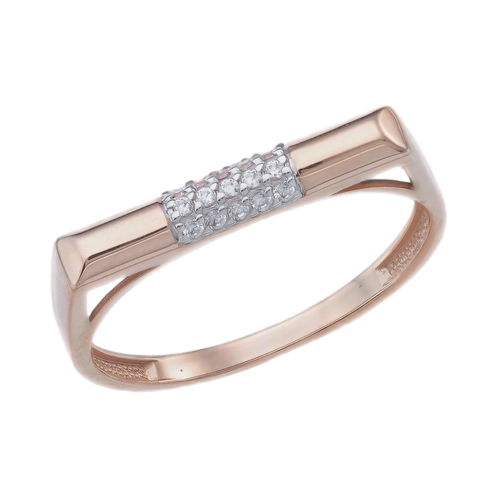 Кольцо из красного золота с фианитами