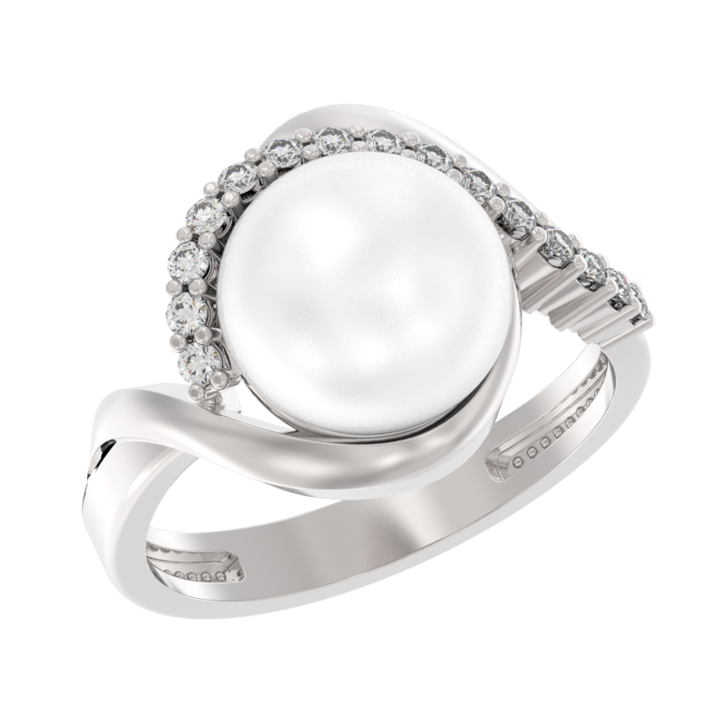 Кольцо из серебра с жемчугом и фианитами Ювелирное изделие - Кольцо из серебра с жемчугом и фианитами в магазине Best-Gold 095308